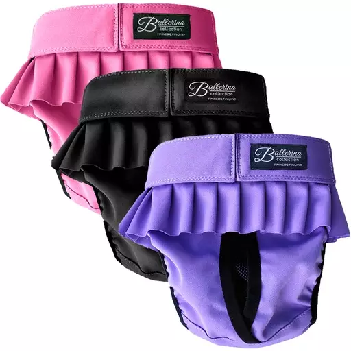 FinNero Ballerina-narttusuoja (Koko 1, Musta) - Koiran juoksuhousut ja urossuojat - FN41030 - 1