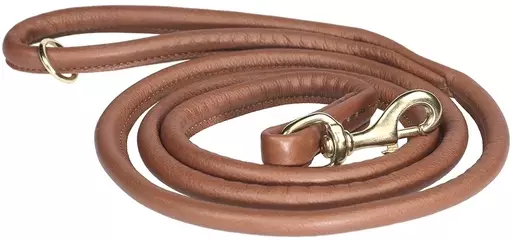 Pet First Classic NahkatalutinPyöreä, messinkilukko (15 mm x 180 cm) - Koiran talutushihnat - NK8710270 - 1