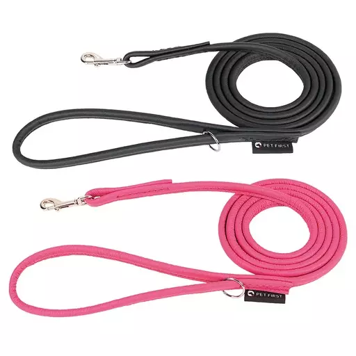 Pet First Nahkatalutin Pyöreä, mini 6 mm x 180 cm (Musta) - Koiran talutushihnat - NK8710550 - 1