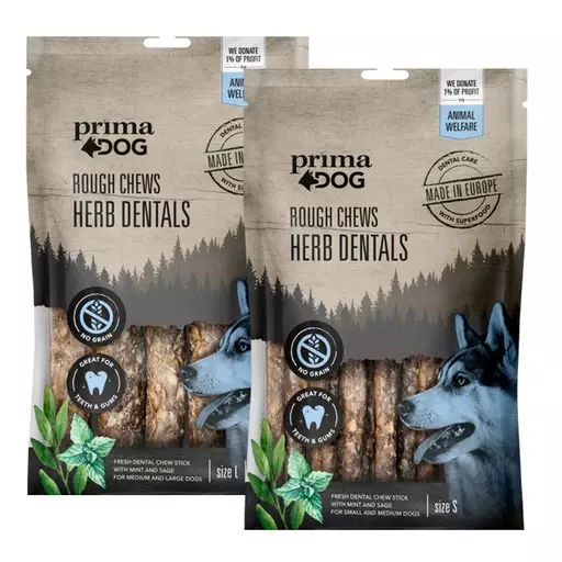 PrimaDog Rough Chews Koiran puruluu, Yrtti-hammashoitoluut (S) - Koiran puruluut ja herkut - PD10140 - 1