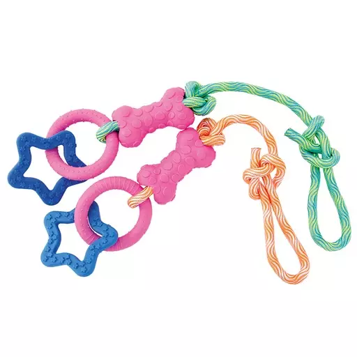 Boogie Koiran köysilelu luulla, renkaalla ja tähdellä - Koiran köysilelut - PDT2671 - 1