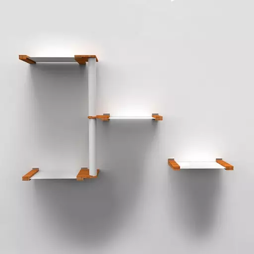 Cat Parkour -kiipeilytasosetti seinälle, Jamit (A) - Kissan kiipeily- ja raapimatuotteet - SCW01 - 1