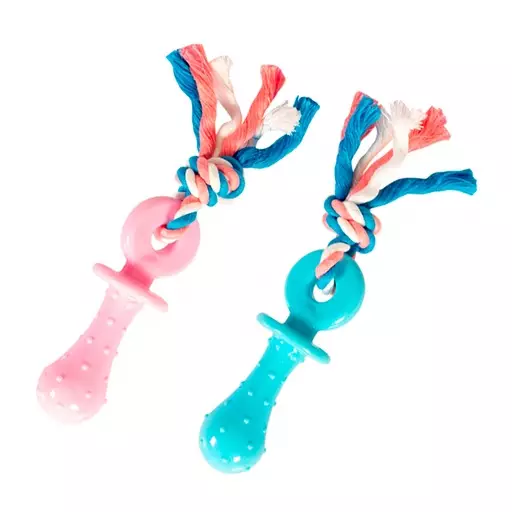 Duvo+ Koiranpennun kumilelu Tutti köydellä, 18 cm - Koiran vinkulelut - LD11431 - 1