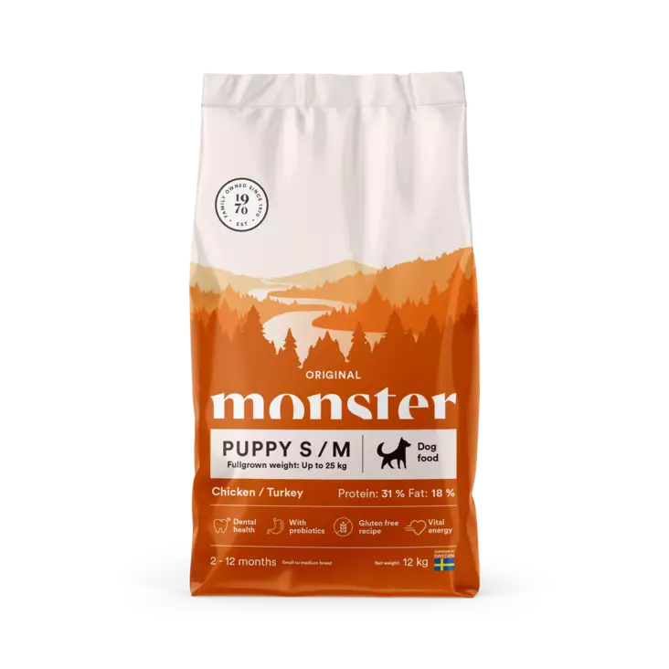 Monster Dog Original Puppy S/M Chicken/Turkey 12 kg - Monster koiran kuivaruoat - 467011 - 1