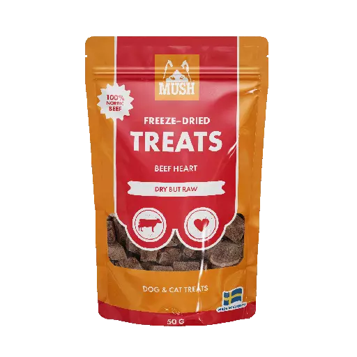 MUSH Treats Naudansydän, pakastekuivattu 50g - Koiran kuivatut herkut - MB79361 - 1