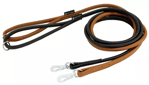 Pet First Classic Nahkatalutin Pyöreä, hakalukko (15 mm x 180 cm, Musta) - Koiran talutushihnat - NK8710242 - 1