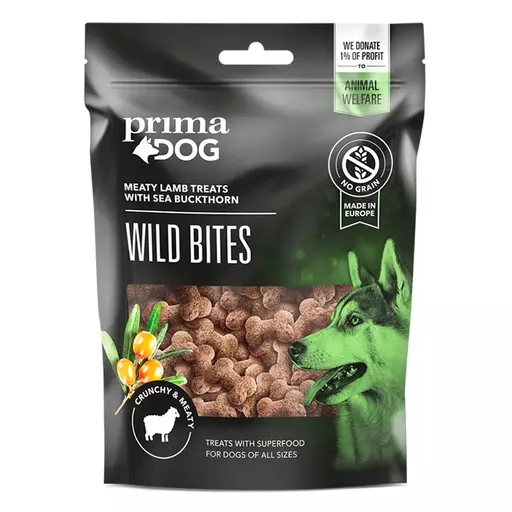 PrimaDog Wild Bites Lammas ja tyrni, rapea, 100 g - Koiran makupalat - PP10082 - 1