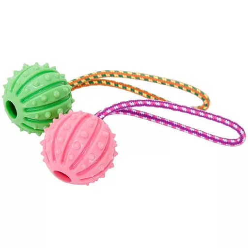 Boogie Koiran kumilelu Nystyräpallo köydellä, 9 cm - Koiran vinkulelut - YZL303 - 1