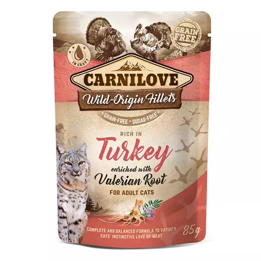 Carnilove Kissan märkäruoka fileinä kastikkeessa, Kalkkuna & rohtovirmajuuri, 85 g - Carnilove koiran märkäruoat - CL104100383 - 1
