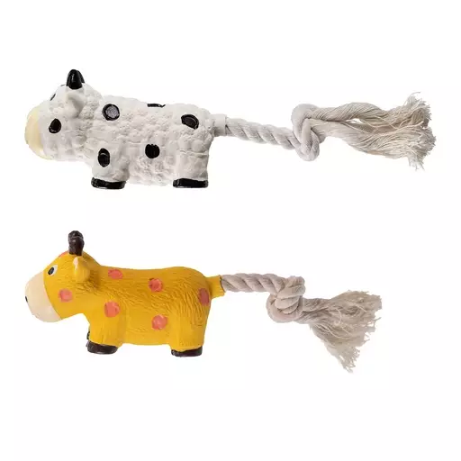 Flamingo Sjan lateksilehmä tai -kirahvi köydellä - Koiran lelut ja aktivointi - FL520843 - 1