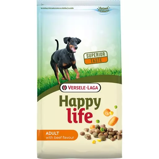 15 kg Versele-Laga Happy Life Adult with Beef Flavour - Happy Life koiran kuivaruoat - 43104 - 1