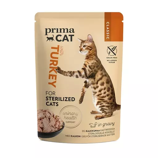 PrimaCat Classic Kalkkunaa kastikkeessa kissanruoka steriloiduille kissoille, 85g - PrimaCat märkäruoat - PP9274 - 1