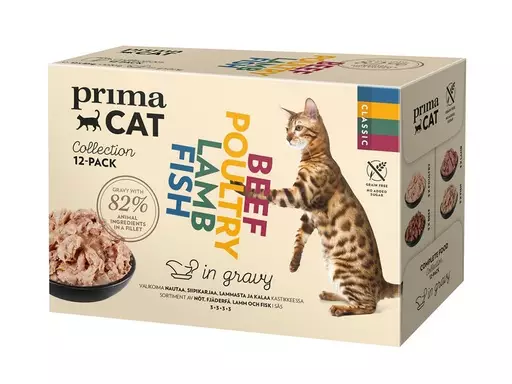 PrimaCat Classic kastikelajitelma, 12 x 85g - PrimaCat märkäruoat - PP9224 - 1