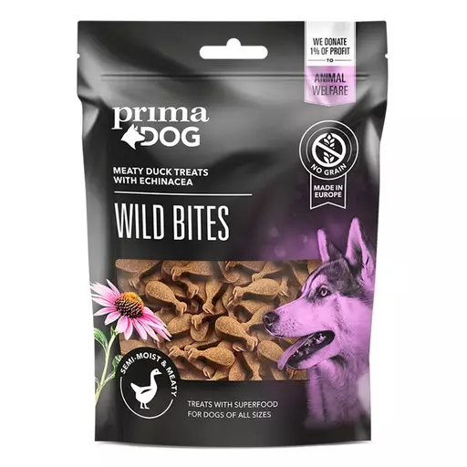 PrimaDog Wild Bites Ankka ja auringonhattu, pehmeä 150g - Koiran makupalat - PP10084 - 1