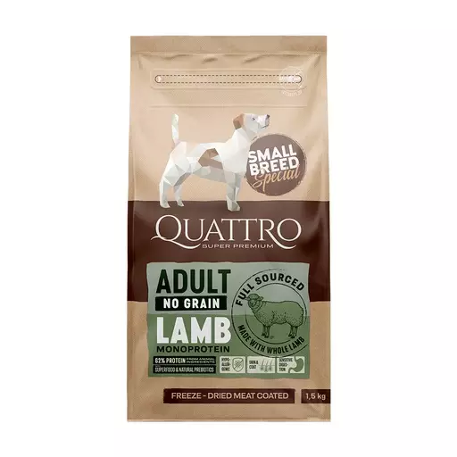 Quattro Dog Small Breed Adult with Lamb (1,5 kg) - Quattro koiran kuivaruoat - 30234 - 1