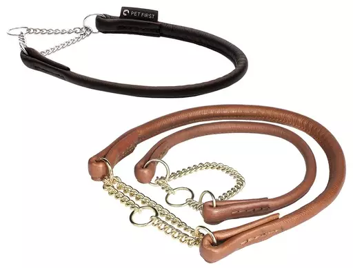Pet First Classic NahkapantaPyöreä, 1/2-kiristävä (10 mm x 35-50 cm, Ruskea) - Koiran kaulapannat - NK8710195 - 1