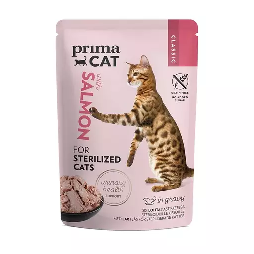 PrimaCat Classic Lohta kastikkeessa kissanruoka steriloiduille kissoille, 85 g - PrimaCat märkäruoat - PP9275 - 1