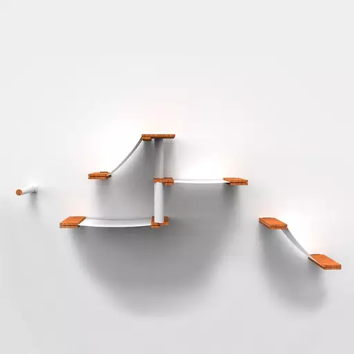 Cat Parkour -kiipeilytasosetti seinälle, Runi (D) - Kissan kiipeily- ja raapimatuotteet - SCW06 - 1