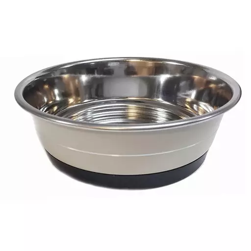 Brava Metallikuppi liukuesteellä, White & Silver (1,6 l) - Koiran kupit ja ruokintatarvikkeet - 30047 - 1