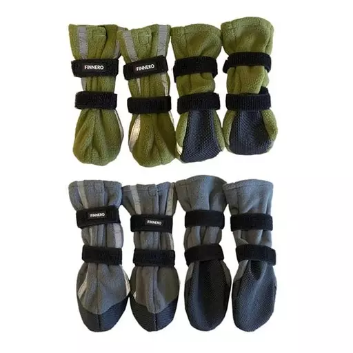 Finnero Halla-tossut, Heijastava 4kpl / pkt (M, Vihreä) - Koiran tossut - FN60147 - 1