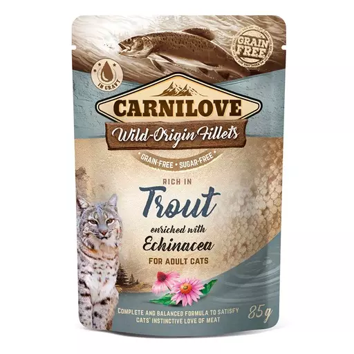 Carnilove Kissan märkäruoka fileinä kastikkeessa, Taimen & punahattu, 85 g - Carnilove koiran märkäruoat - CL104100388 - 1