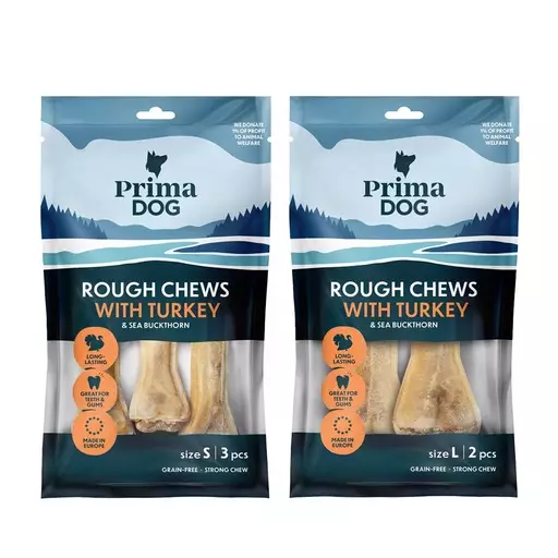 PrimaDog Rough Chews Koiran puruluu, Kalkkuna & tyrni -täyteluut (S) - PrimaDog koiran märkäruoat - PD10138 - 1